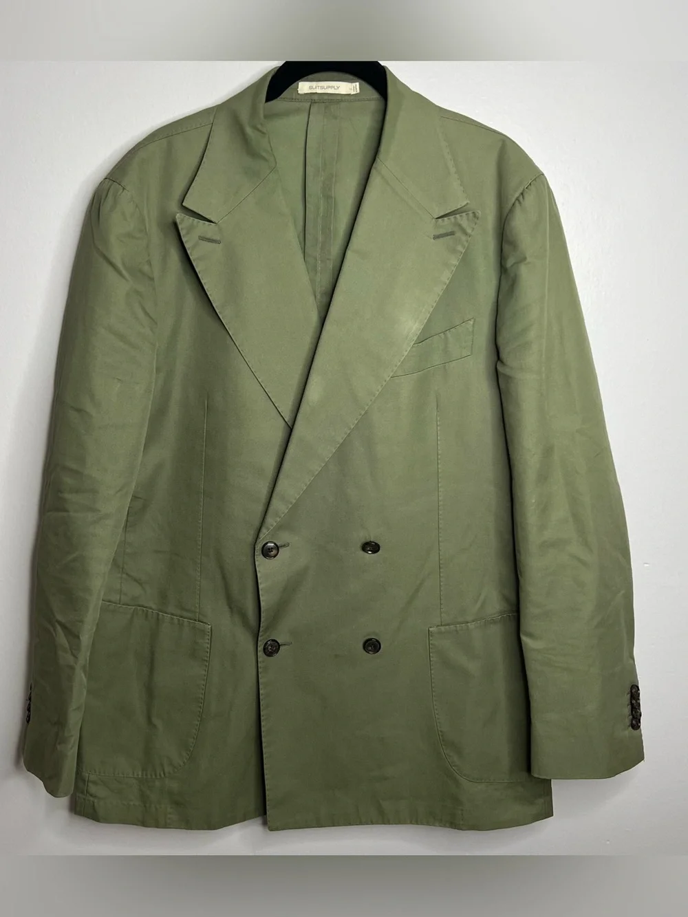 Suitsupply Havana Double Breasted 4 Button Unlined Blazer Mens EU 54 US 44 Green